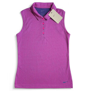 NWT NIKE Dri-FIT‎ Victory Textured Sleeveless Golf Polo Pink Marine Women's XS